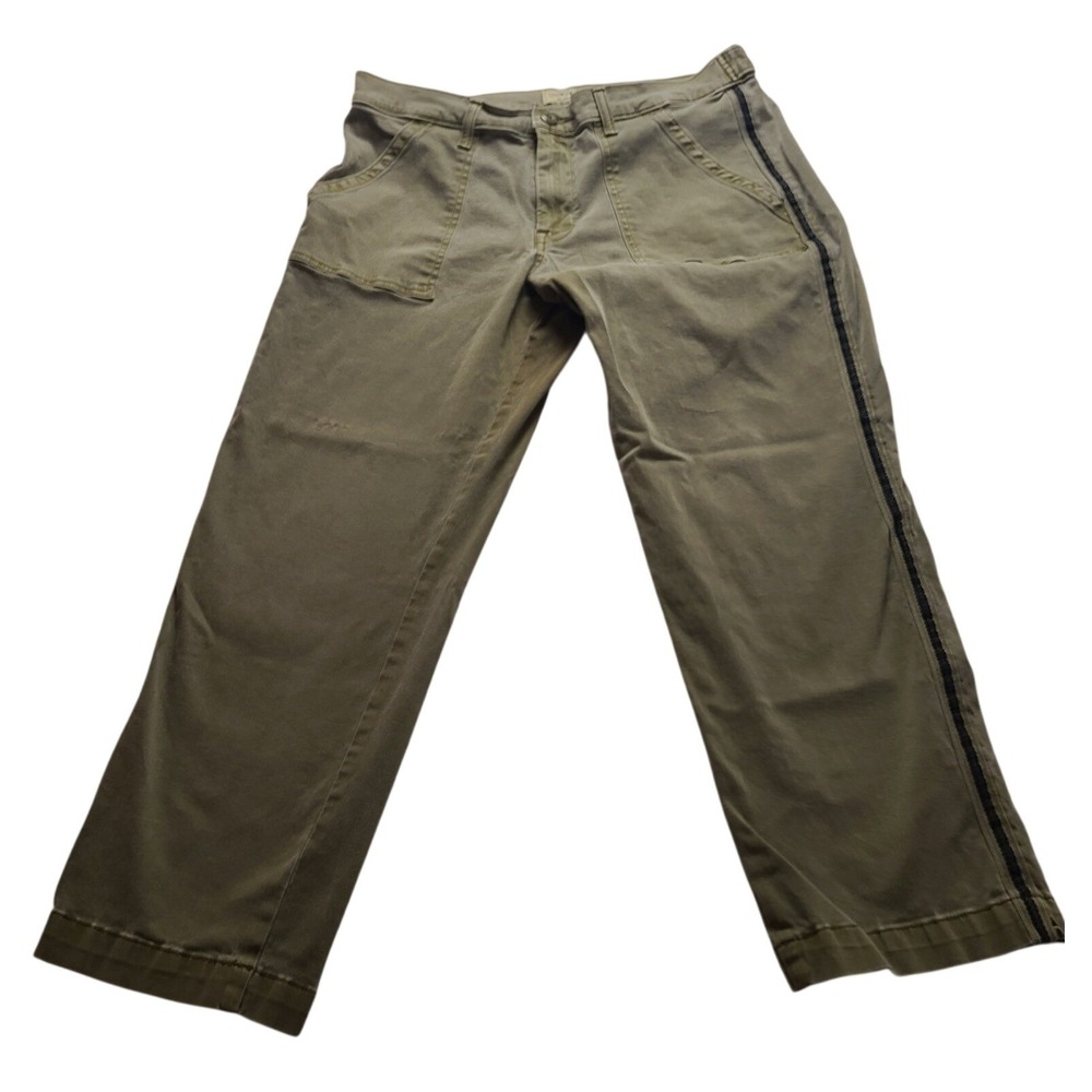 Lucky Brand Women's Olive Green Utility Pants Side Stripe Straight Leg Size 12‎
